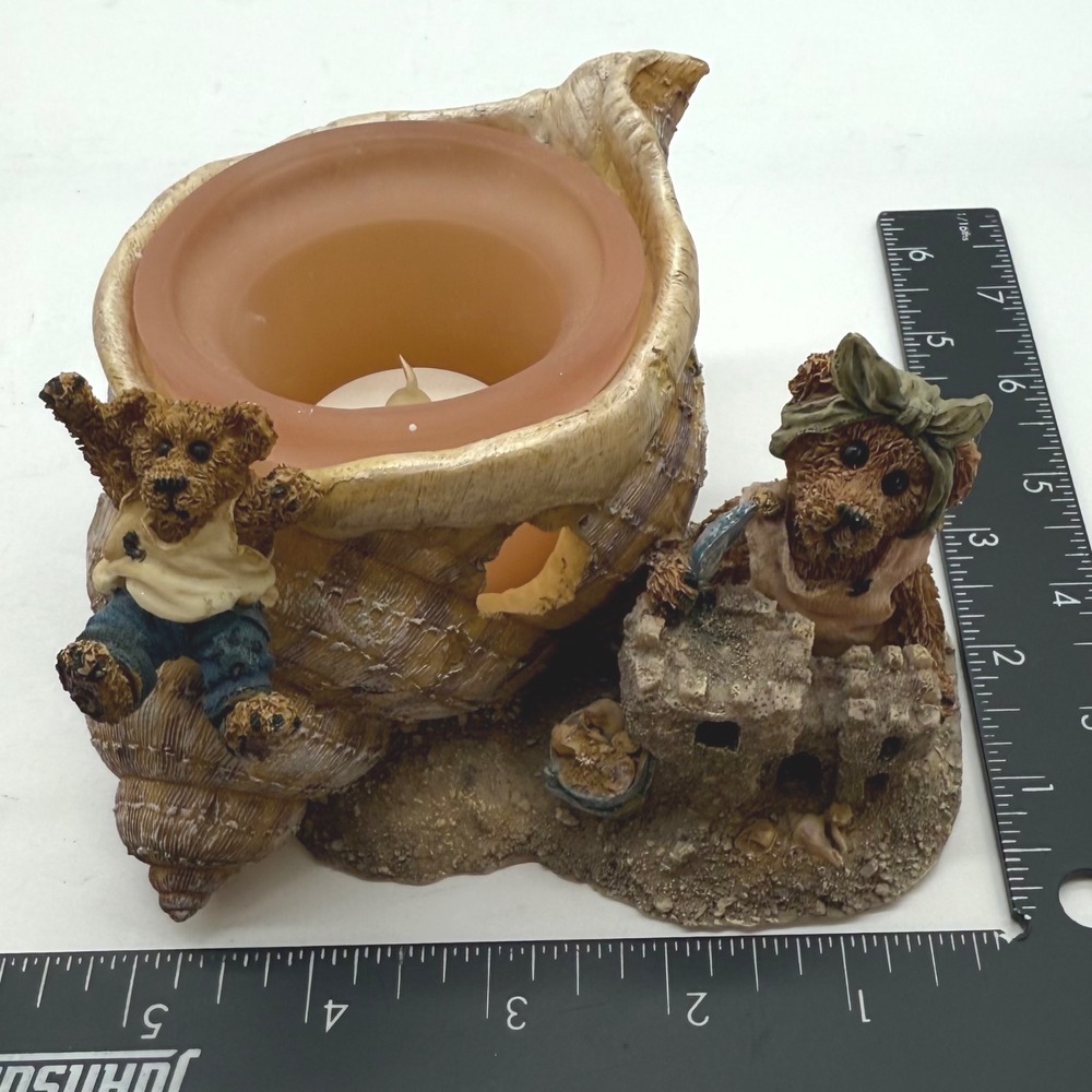 Boyds Bears Friends Bailey and Huck Wheee‎ Candle Holder Seashell Castle 4E177